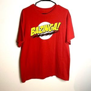 Big Bang Theory Men’s Bazinga T Shirt Size L Red